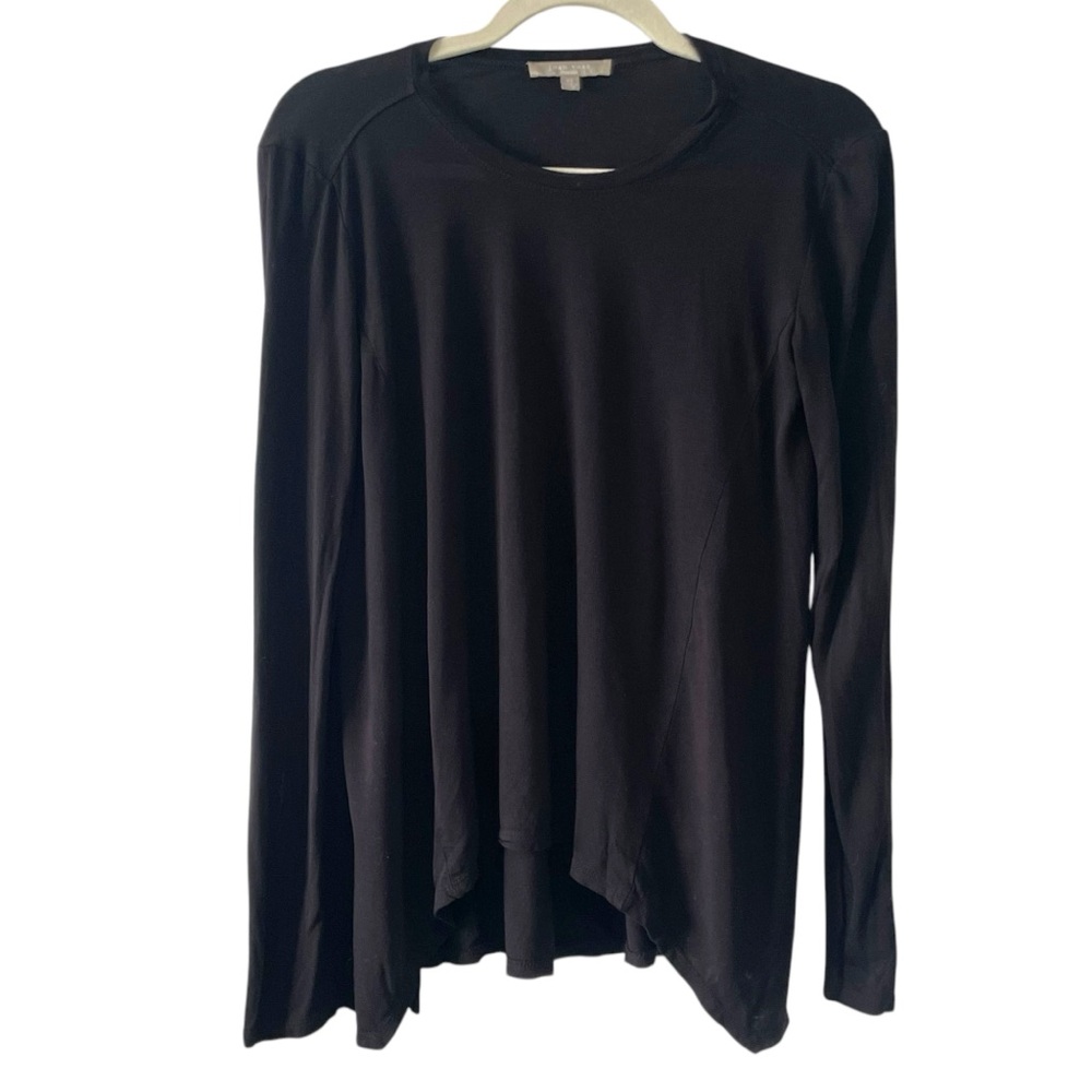 Joan Vass Black Long Sleeve Top | Size Medium